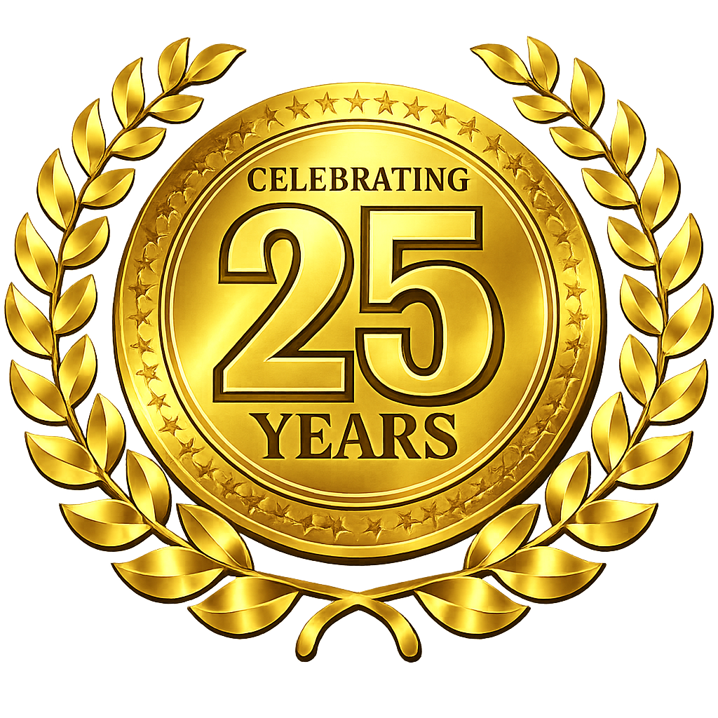 Badge marking 25 years of Integrated Claim Solutions
